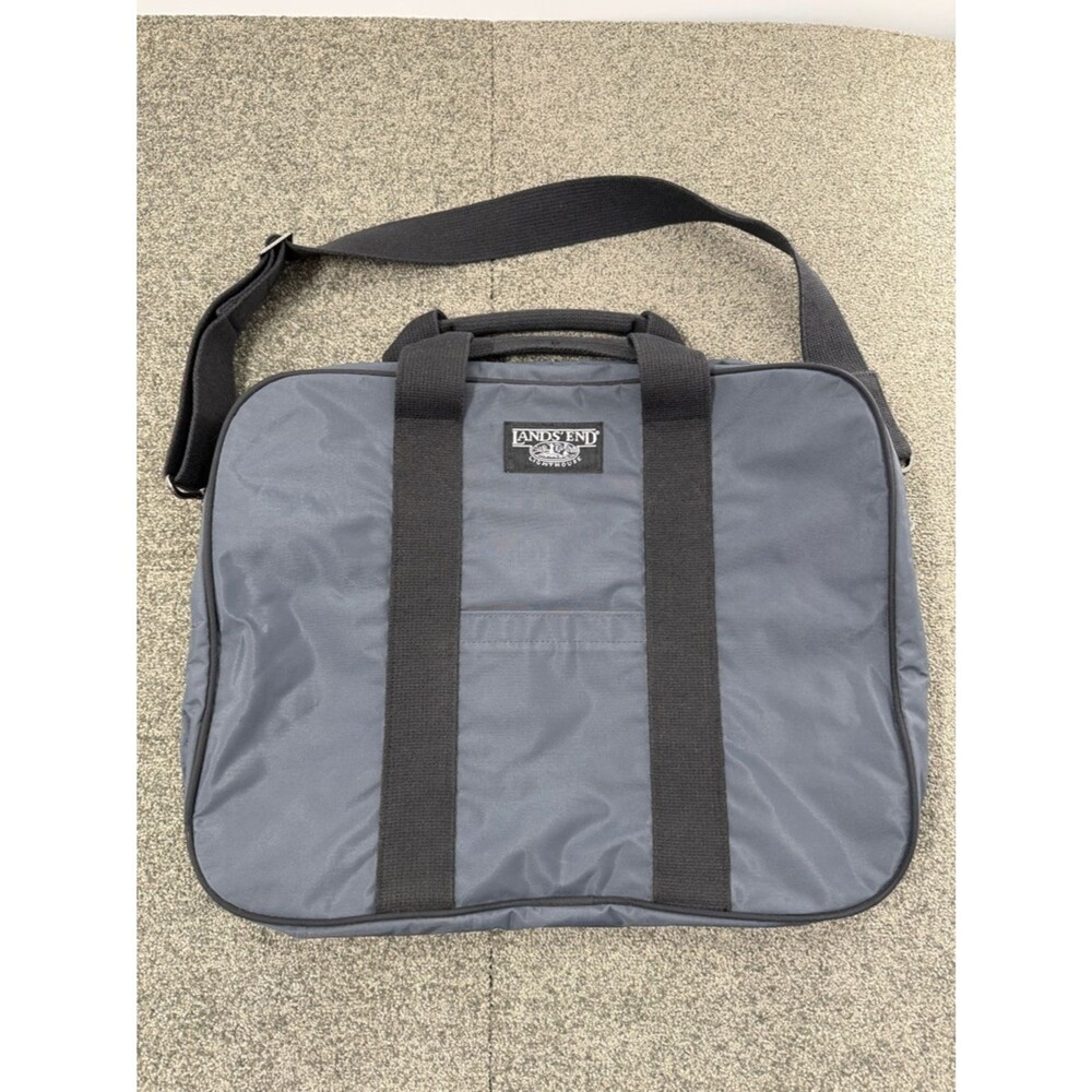 Lands' End Soft Suitcase Blue Vintage Zip Around USA Luggage Overnight Carry On